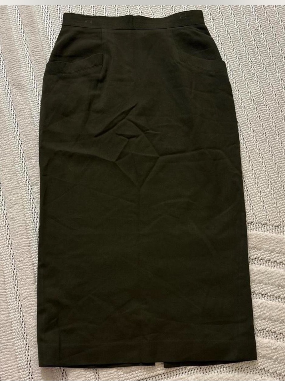 Vintage David N. High-Waist Olive Green Pencil Skirt